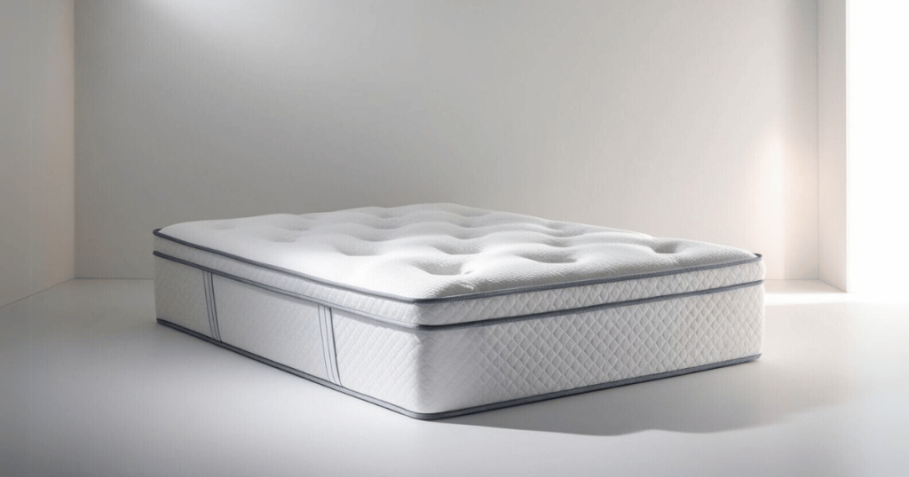 A white mattress in a white room. This helps explain what are VOCs in your home.