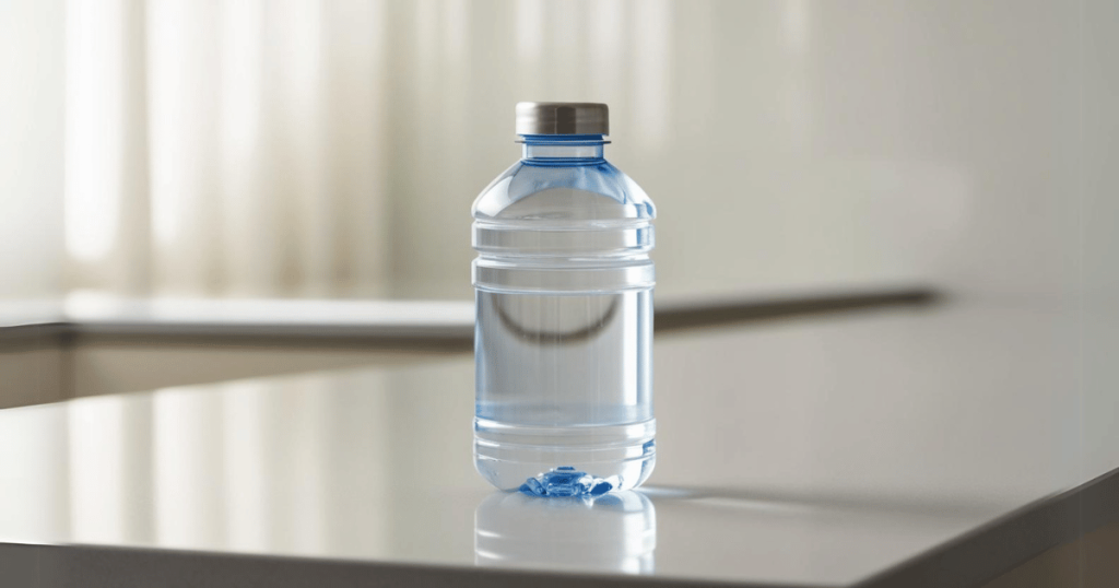 plastic water bottle to show microplastics leaching into the water that you drink