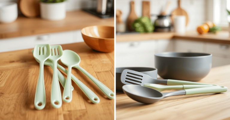 a collage of kitchen utensils